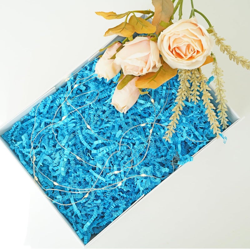 Bobobag - 4oz Crinkle Cut Paper Shred Filler Recyclable Gift Wrap Confetti Raffia Grass Shred Paper for Easter Baskets Filler Creative Eggs Decor (Blue) - Image 5